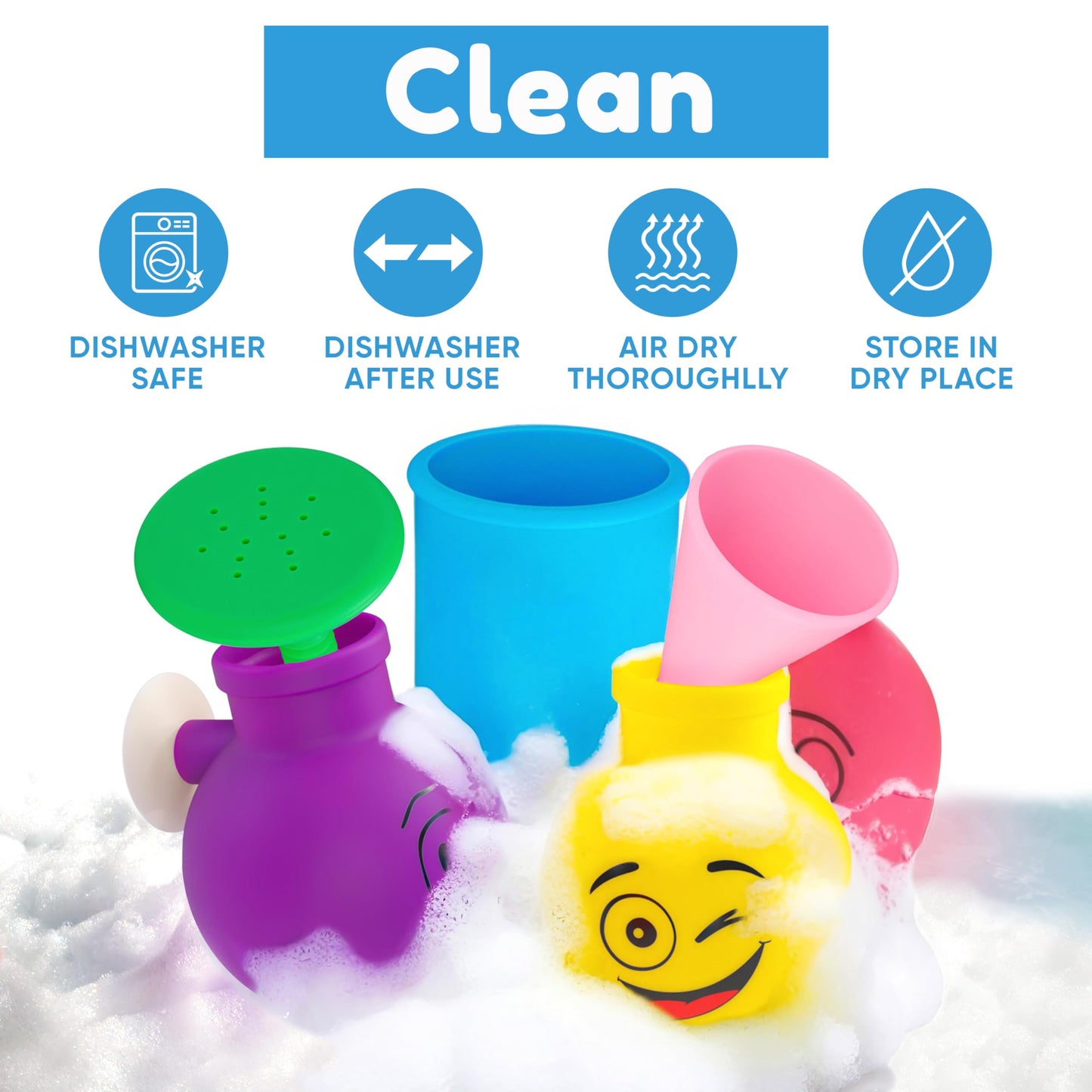 Aquatod Bath Toy Toddlers 2-4 - Silicone Wall Suction Bath Toy: Three Flasks With Unique Sprinkle Patterns