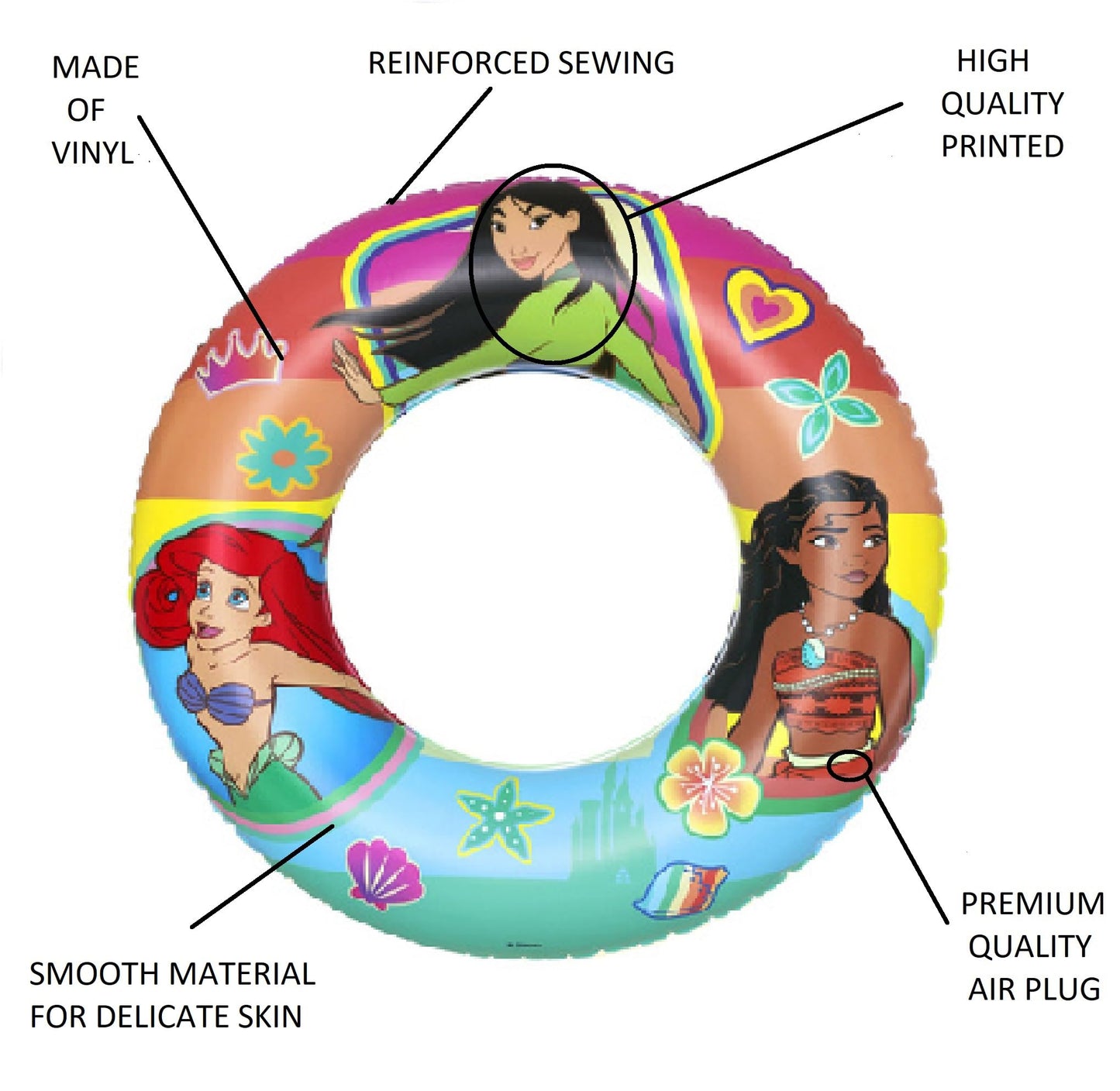 Toy Deals Usa Princess Swim Ring -2Pack- Swim Tube, Inflatable Tubes Floaties, Swimming Rings, Pool Toys Floats For Kids, Pool I