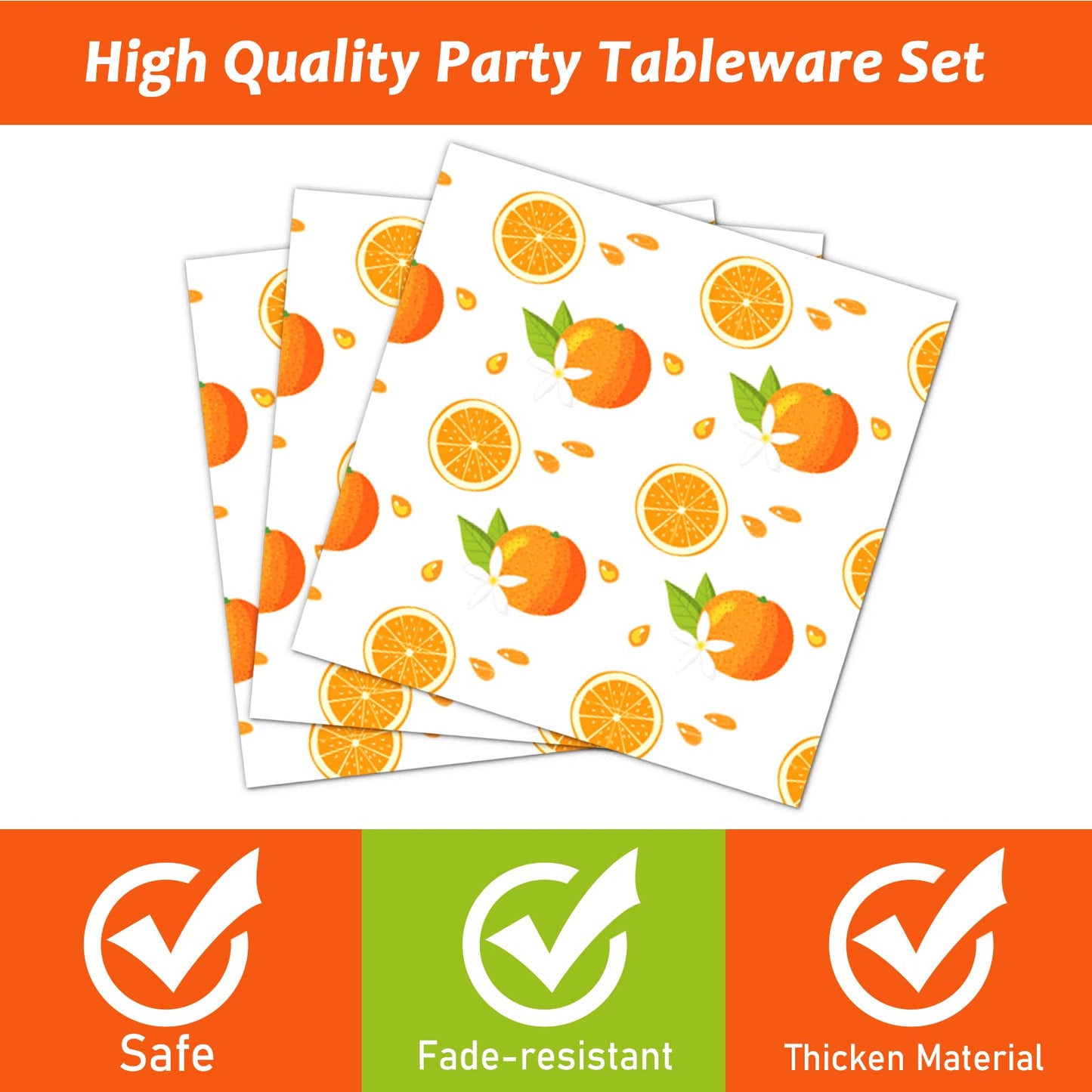 Gisgfim 96 Pcs Little Cutie Plates And Napkins Party Supplies Fruit Orange Tableware Set Summer Fruit Party Decorations Favors F
