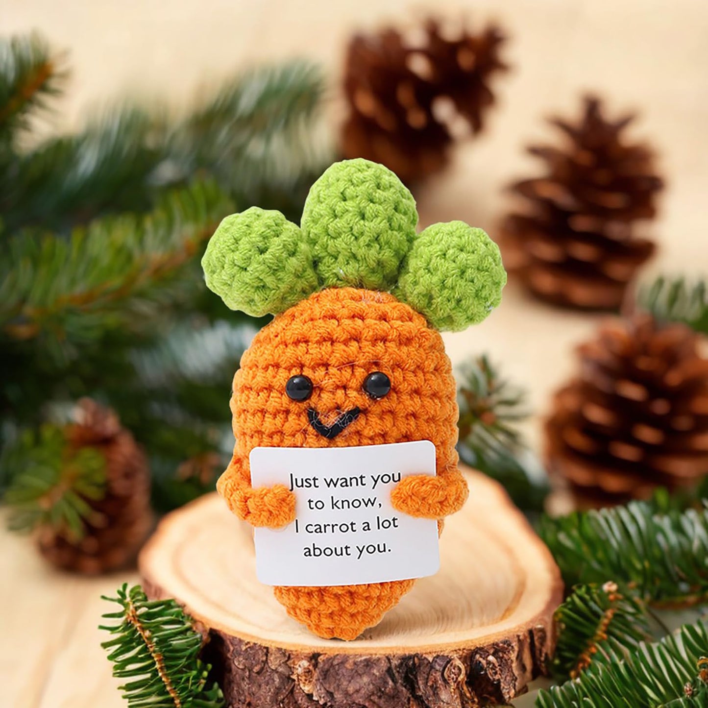 Mmnhjhut Funny Mini Positive Potato,3 Inch Positive Crochet Carrot Toy,Soft Wool Knitting Toy With Positive Card For Friends, Pa