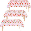 HTONTB 3PCS Strawberry Party Tablecloth,Strawberry Birthday Decorations 54X108INCH Disposable Plastic Rectangle Table Cover for