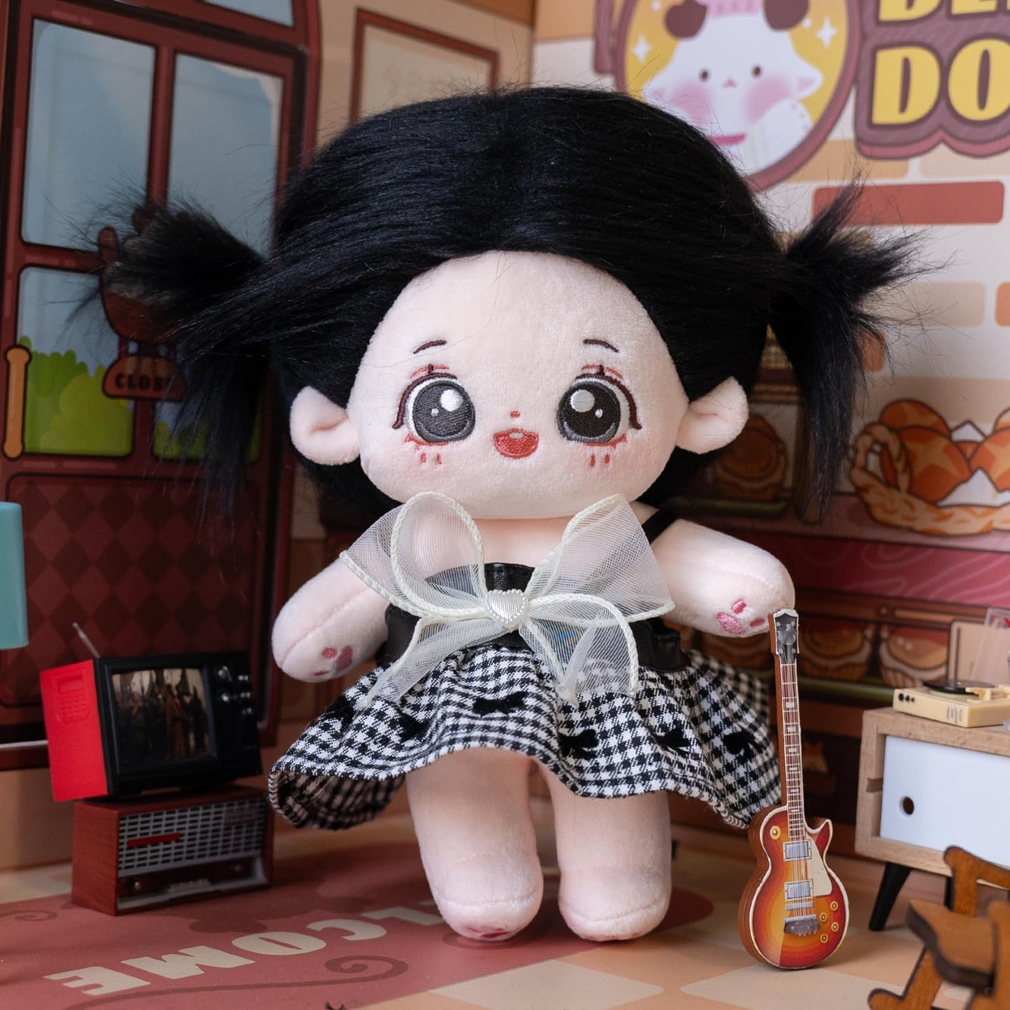 CALEMBOU Plush Doll, 20cm Cotton Doll with Skeleton, Cute Anime Plushies Soft Stuffed Dress Up Doll, Kawaii Plush Toys Rag Dolls