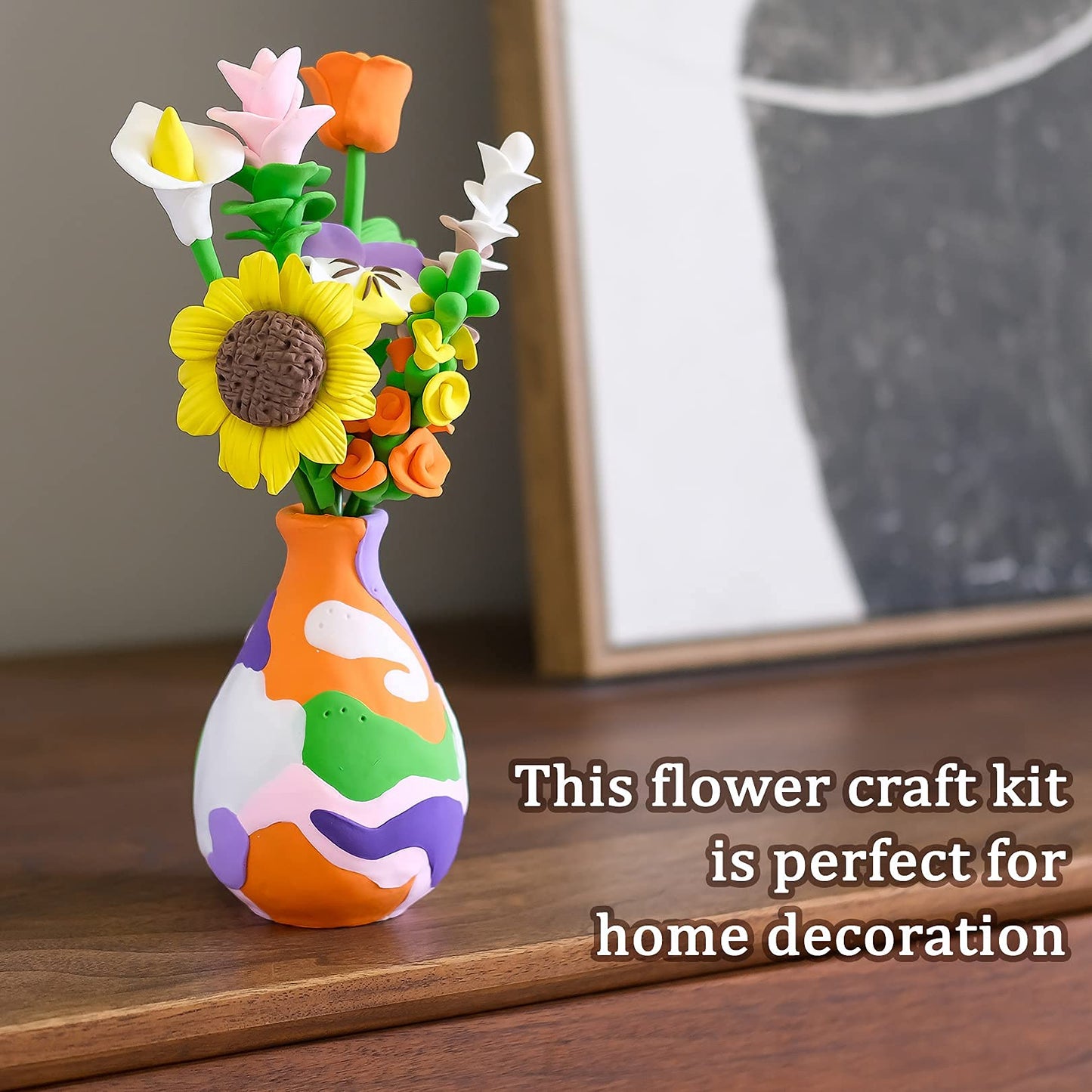 Drama Planet Flower Craft Kit for Kids - Make Your Own Multicolor Clay Bouquet, Medium Size, Model DPN002