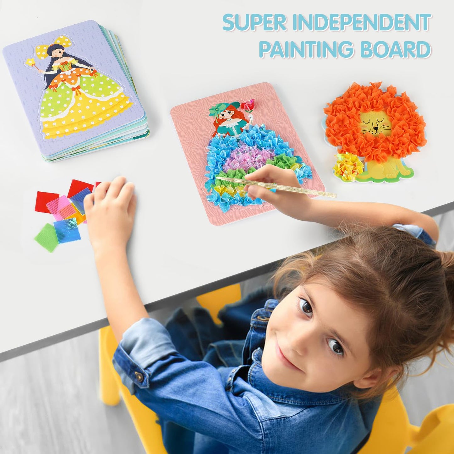 Suteng Arts And Crafts Kits For Kids, Creative Poke Art Fabric Puzzle Puncture Painting For Girls, 10 Sheets Diy Poking Drawing