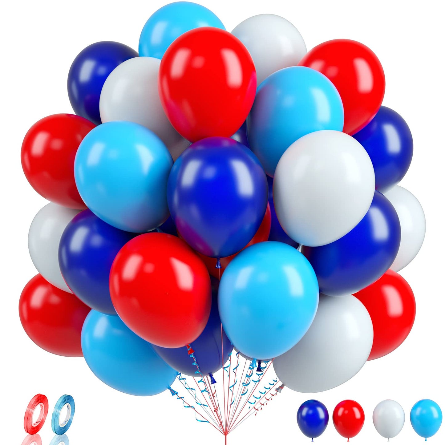 Red White Blue Balloons, 60Pcs Red And Blue Balloons, 12Inch Red White And Blue Latex Balloon For Helium Birthday Party Balloons