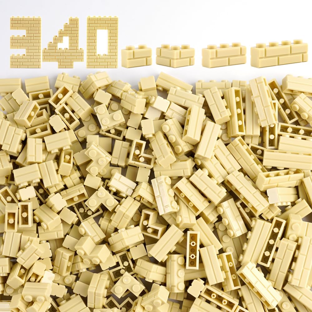 Wsryltch Classic Wall Bricks Bulk Accessories: 340 Pcs Masonry Profile Building Block Parts And Pieces Sets(Light Gray)