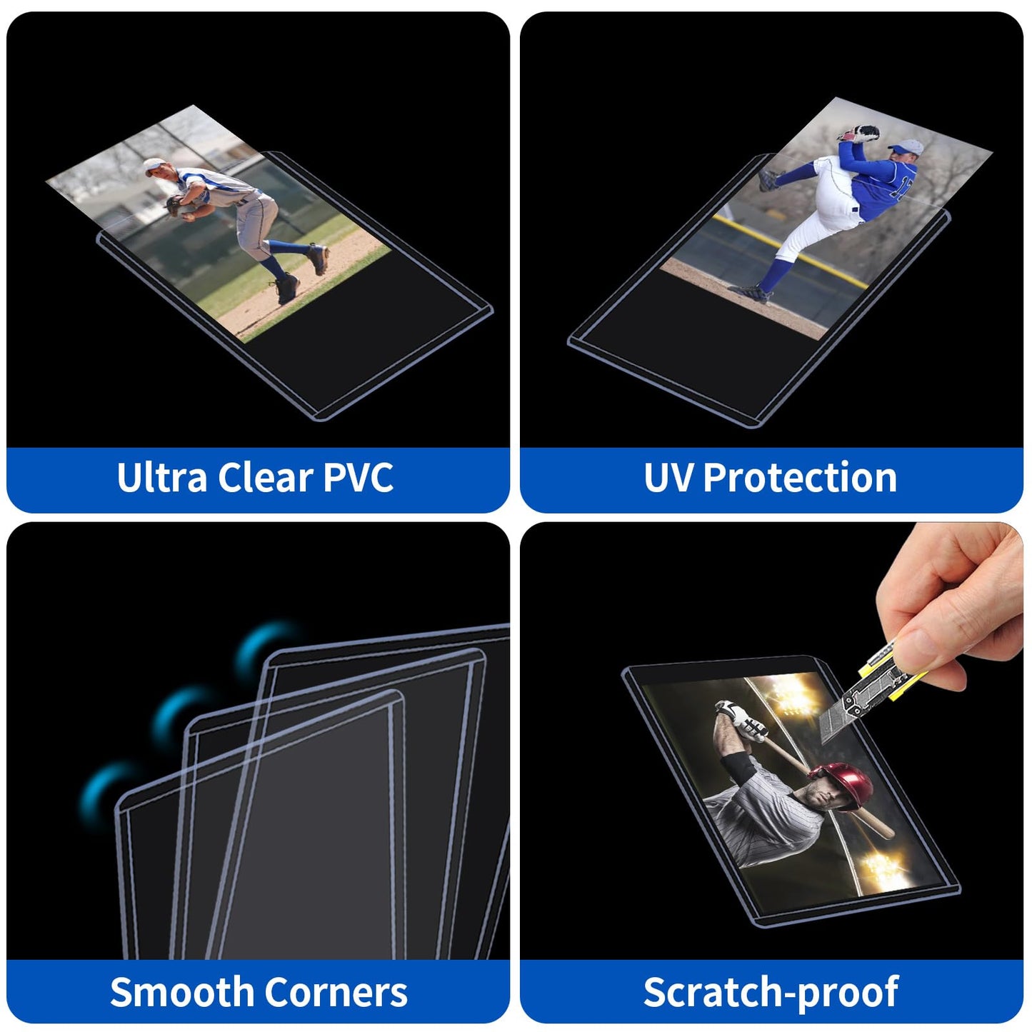 3 X 4 Card Sleeves, Top Loaders For Cards, 42 Count Baseball Card Protectors Hard Plastic, Sports Card Sleeves, Clear Card Holde