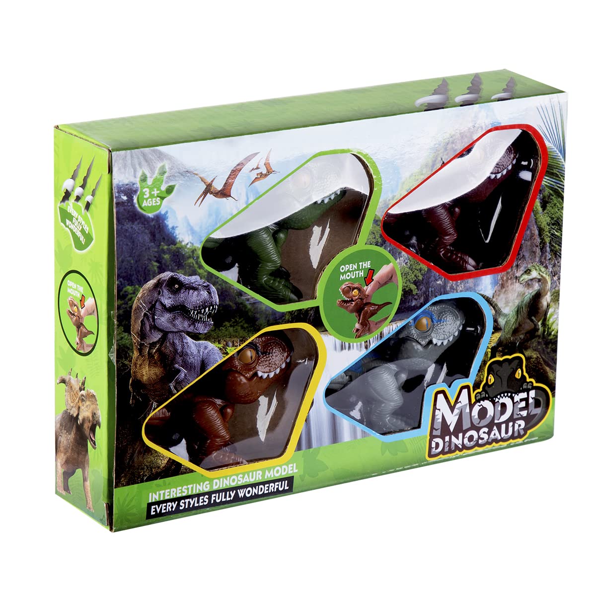 Biting Fingers Dinosaurs Puppets, Jurassic World Dinosaur Toys, Dinosaurs Action Figures Collectibles For 3 4 5 6 7 8 Boys Kids (Set Of 4)
