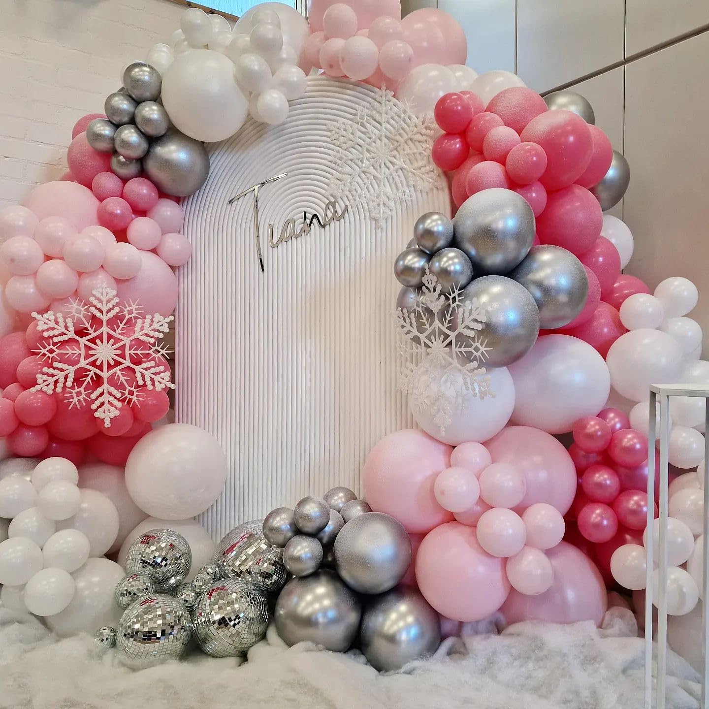 Pink And Silver Balloons, 12 Inch Hot Pink Pastel Pink Latex Balloon Metallic Chrome Silver Helium Balloons For Girls Women Brid