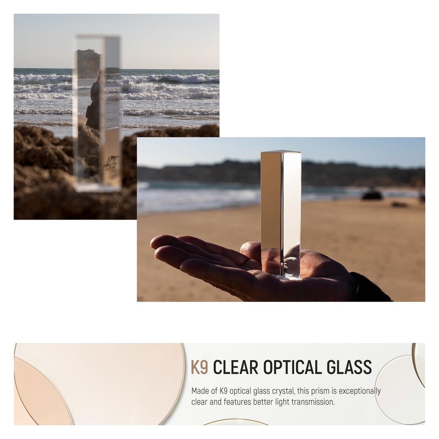 Neewer 3 Pack Triangular Prism Set, 2.4''/6Cm, 4''/10Cm, And 6''/15Cm K9 Crystal Optical Glass For Prism Photography, Rainbow Ef