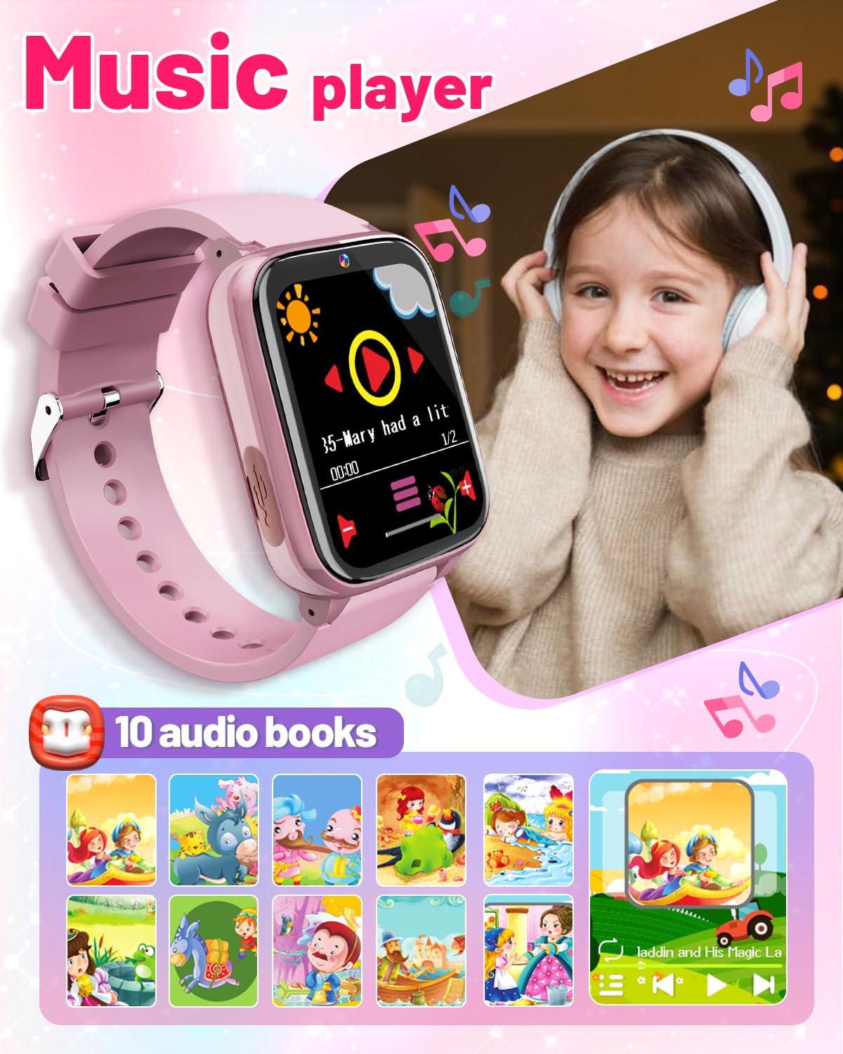 Gothwick Kids Smart Watch D11, Pink, Age 6-8, 26 Games, Perfect Birthday & Christmas Gift Ideas
