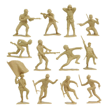 BMC Toys Classic Marx 32pc WW2 Soldier Figures - Tan Plastic Army Men, 2.1 Inch, Made in USA, Model BMC-48589