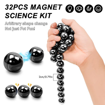 32 Pcs Magnetic Balls Fidget Toy mature-themed Fidget Toys Science Kit for Anxiety Relief Office Desktop Decoration Anti Anxiety Executive Desk Toys Building Crafts for Teens Party Favors Gift(Balck)