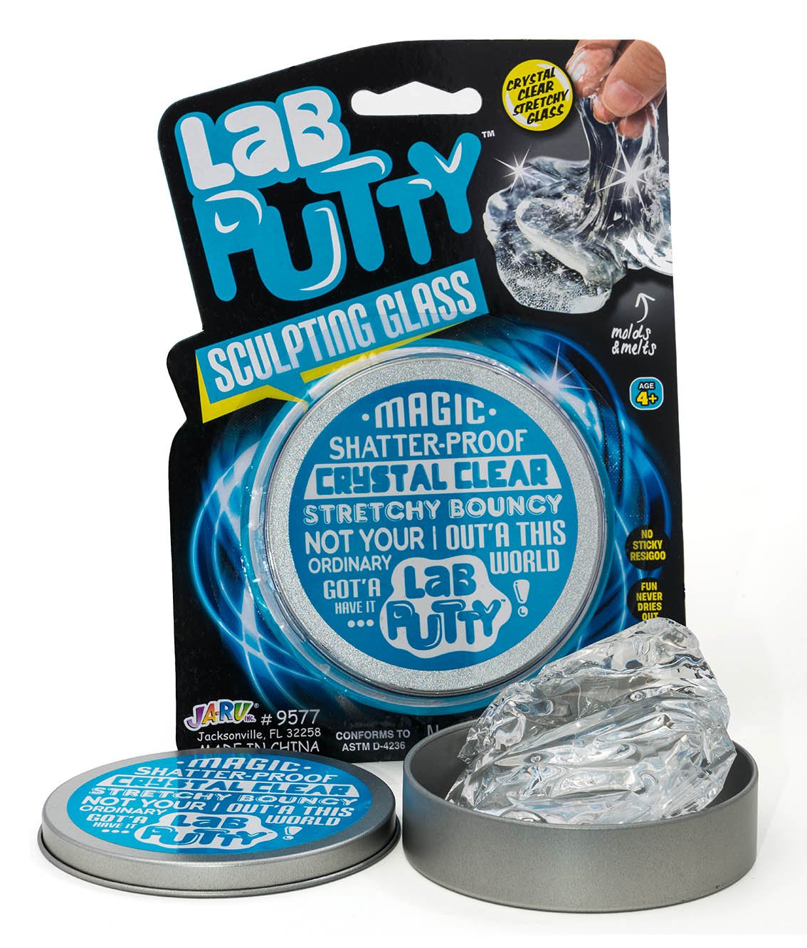 Ja-Ru Lab Putty Clear Slime Fidget Putty With Tin Case (1 Unit) Bouncing Sensory Putty For Kids. Non Sticky Slime Party Favors For Kids. Stress Relief Anger Management Toys. 9577-1A