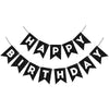 Hooqict Black Happy Birthday Banner Sign For Backdrop Black Birthday Decorations For Men Women Kids Party Supplies Wall Door Banner Garland Bunting Flag