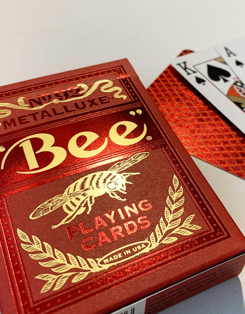 Bee Metalluxe™ Playing Cards - Red Foil Diamond Back, Standard Index