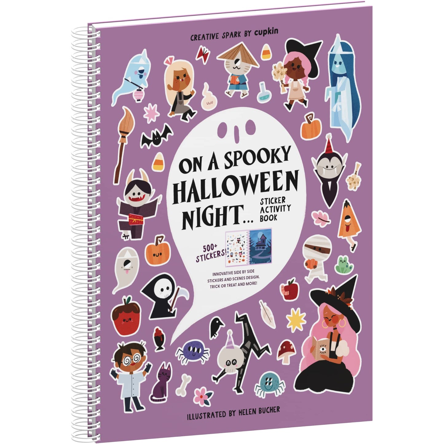 Cupkin Halloween Sticker Books For Kids 3-5 Spooky Halloween Crafts For Kids (500+ Cute Halloween Stickers For Kids & 12 Scenes)