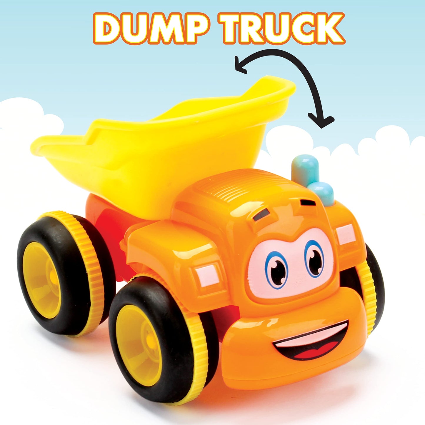 Toys for 3 Year Old Boy - 3 Friction Powered Trucks for 3+ Year Old Boys, Playmat & 16 Accessories, Push & Go Cars Cartoon Const