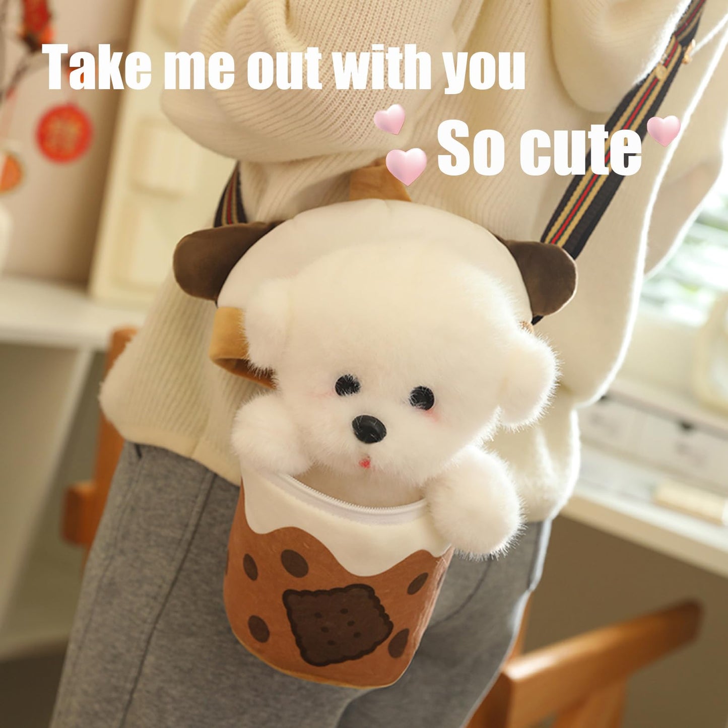 Xerun Cute Dog Stuffed Animals?Premium Plush Puppy Stuffed Animal With Backpack 10 Inch Stuffed Dog And Bag Gift For Kids(Color: