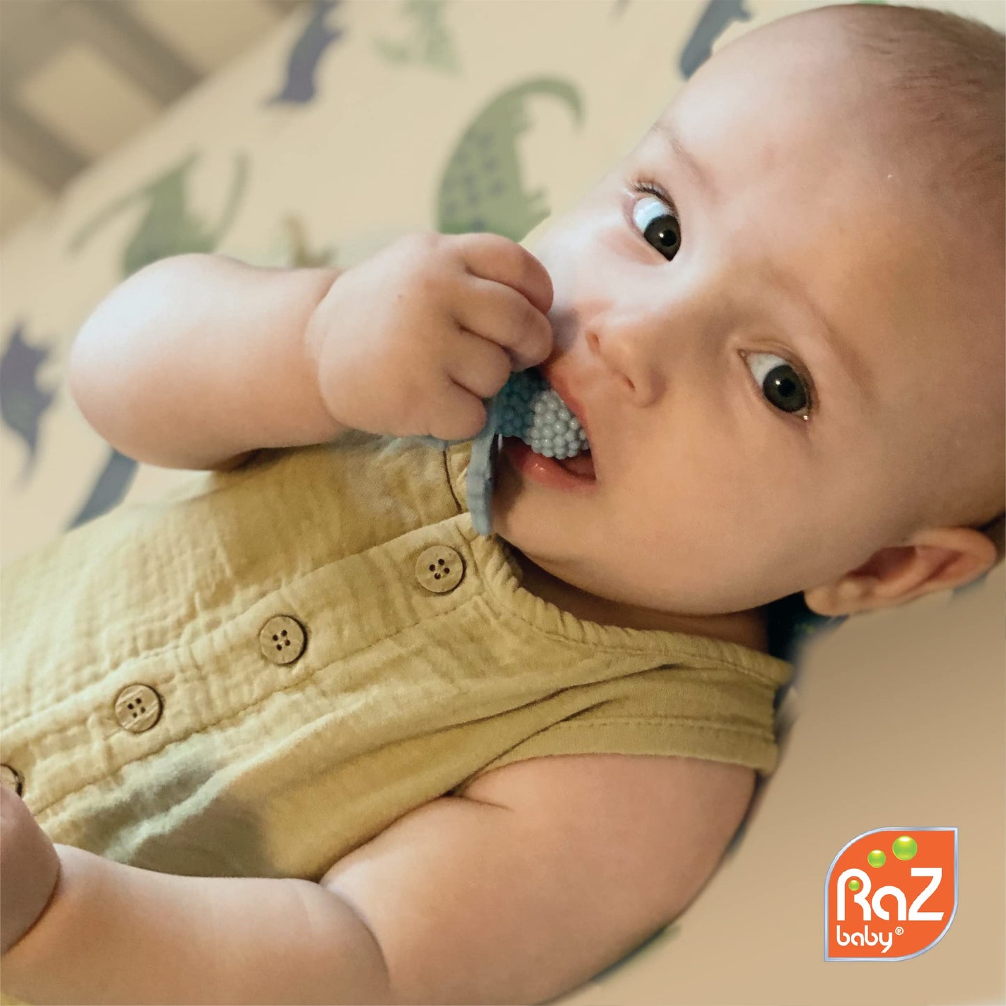 Razbaby Razberry Silicone Teether Pacifier – Teething Relief For Infants, Food-Grade, Bpa-Free, Hands-Free, Natural Berrybumps Fruit Texture For Sensory Development, Freezable, 2-Pack - Red & Blue
