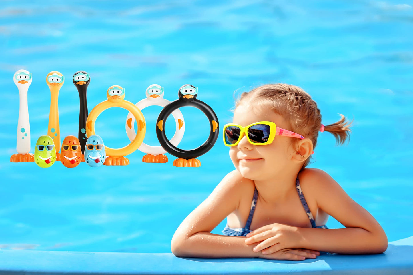 haomsj 3PCS Duck Diving Sticks Pool Toys for Kids 3pcs Dive Duck Rings Toys Summer Underwater Sinking Pool Toys for Boys and Girls Ages 8-12 (Duck Ring)