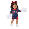 American Girl 18" Doll Cheer Uniform Set, Multi-Color with Pom Poms, Navy and Red, Model HPY01, Ages 6+