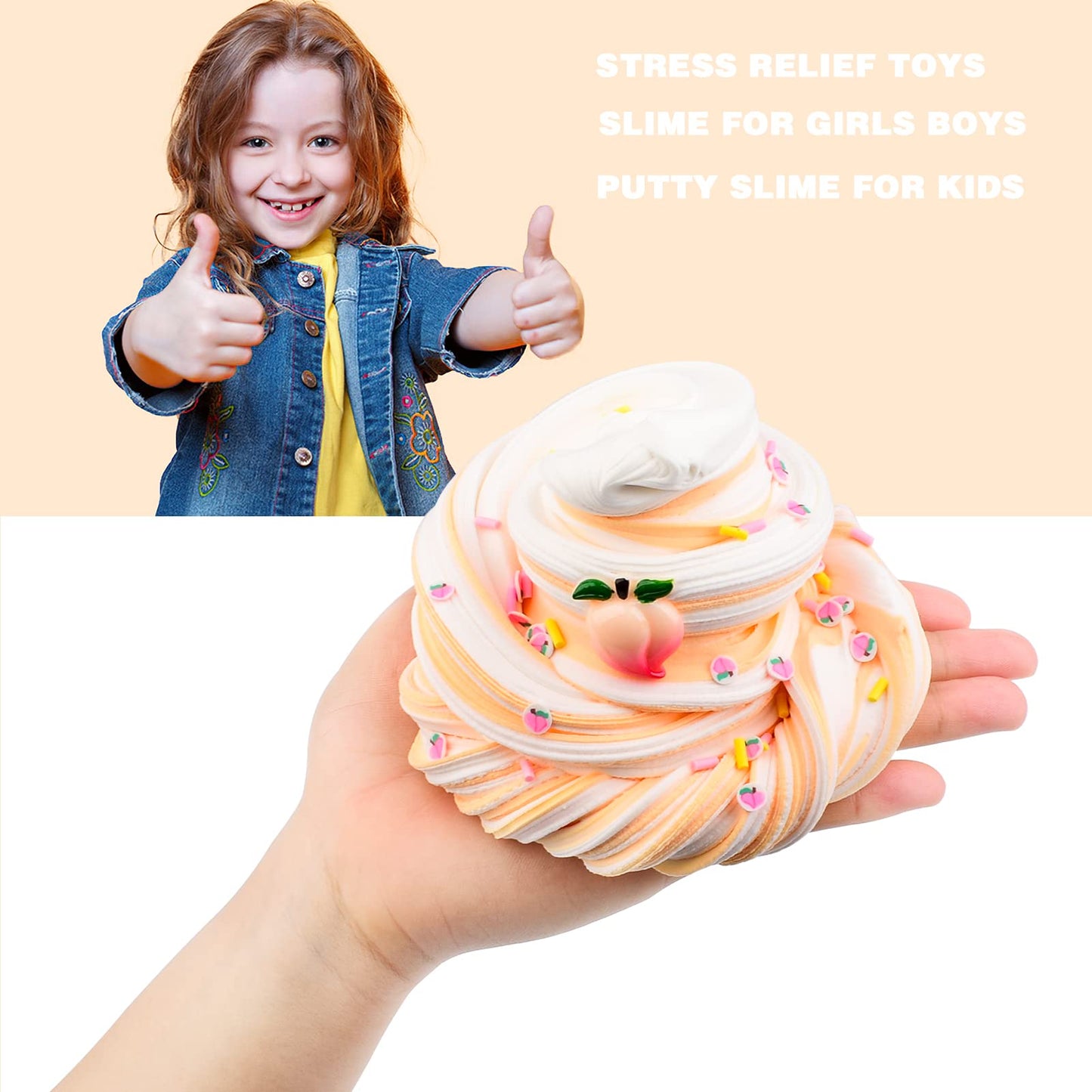Cioaiwae Peachybbies Cake Butter Slime Kit, Party Favors Slime For Girls Boys, Soft & Non-Sticky, Slime Putty Toys For Kids(7Oz