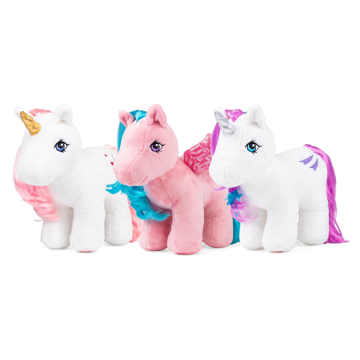 Basic Fun My Little Pony Unicorn & Pegasus Plush - Moondancer, White & Pink, Retro Stuffed Toy for Kids, Ages 3+