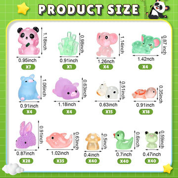 Seenelling 240 Pcs Mini Resin Animals 10 Adorable Style Miniature Resin Animals Tiny Luminous Animals Figures Bulk for Micro Gar