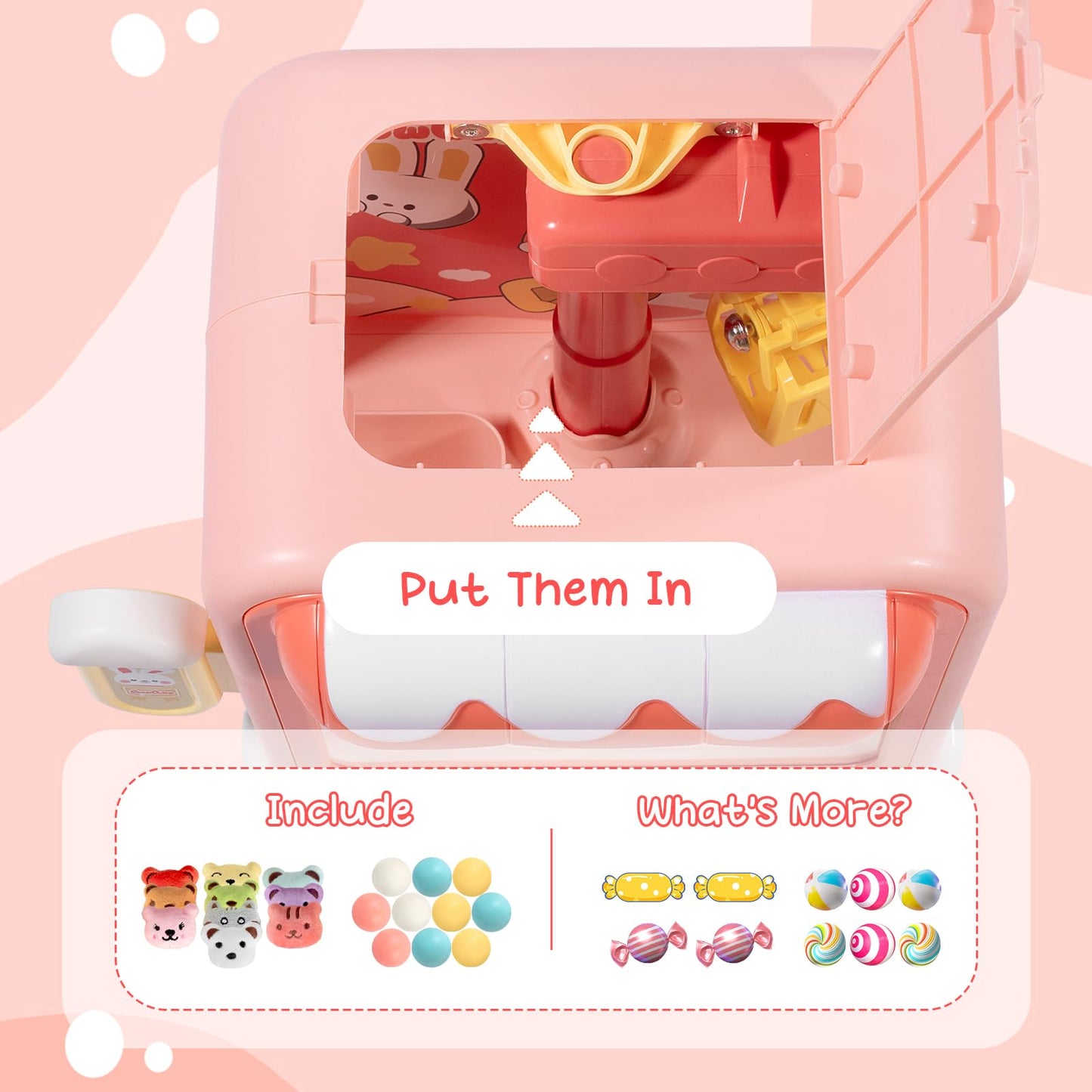 Laoyebaohao Bunny Claw Machine For Kids Toys For Girls Mini Vending Machine Toys With Mini Plush Toys Adjustable Sounds And Music Party Birthday Toys Girls Toys Gifts For Girls