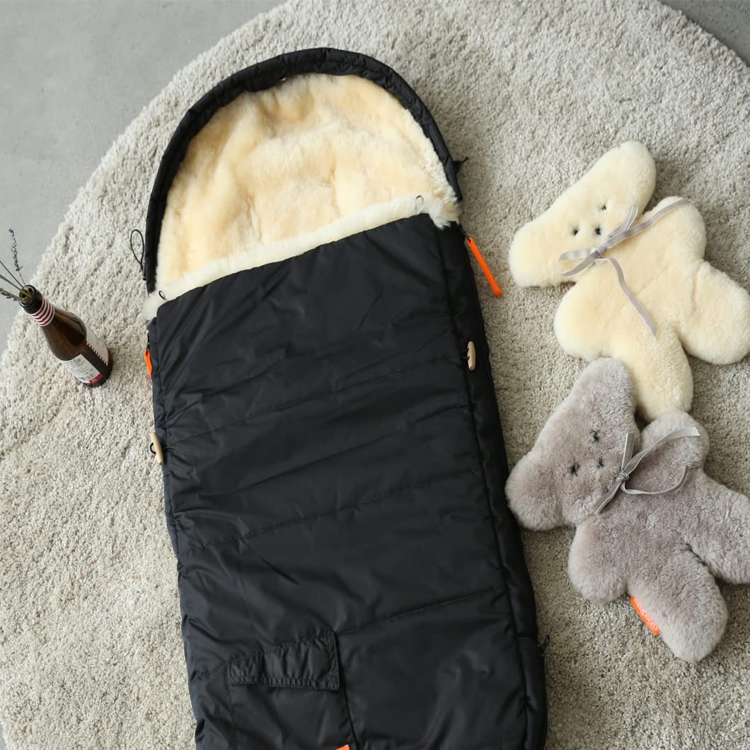 funlife 100% Australian Soft Lambskin Flat Teddy Bear for Baby Birthday Gift,Natural Snuggle Bear for Infant,Cream