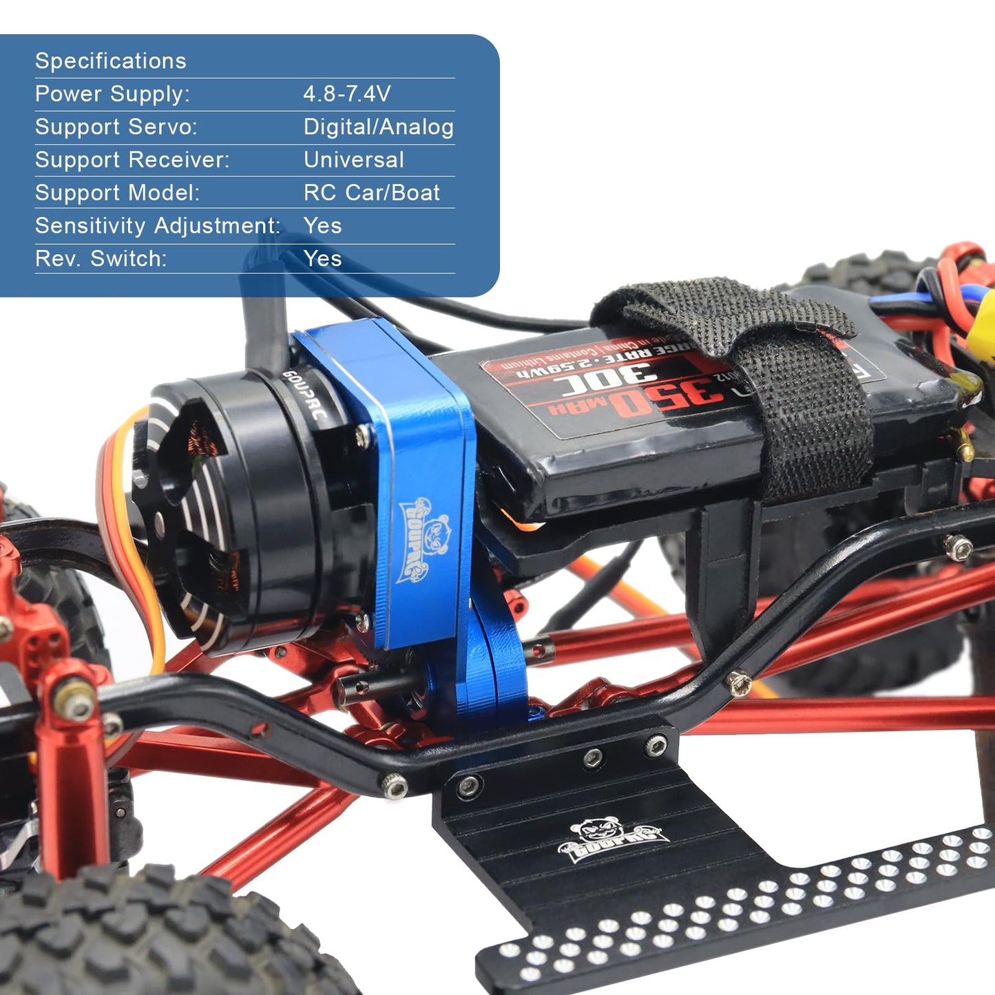 Gouprc 2204 2400Kv Brushless Outrunner Motor With Transmission & 30A Brushless Esc With Pedals For Scx24 Rc Crawler Axial 1/24 R