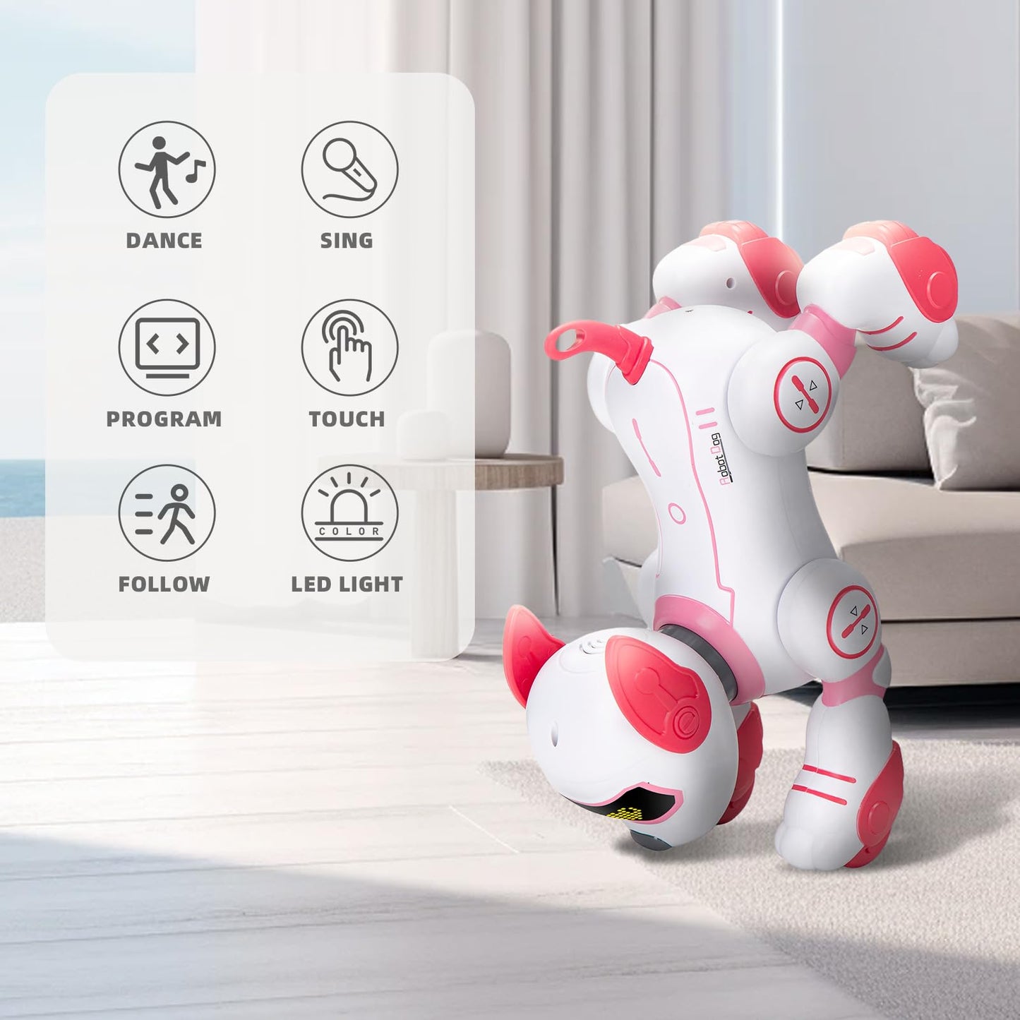 Zreswap Remote Control Robot Dog Toy: Programmable Robotic Puppy for Kids Smart Interactive Robot Pet Dog Dancing Singing Stunt