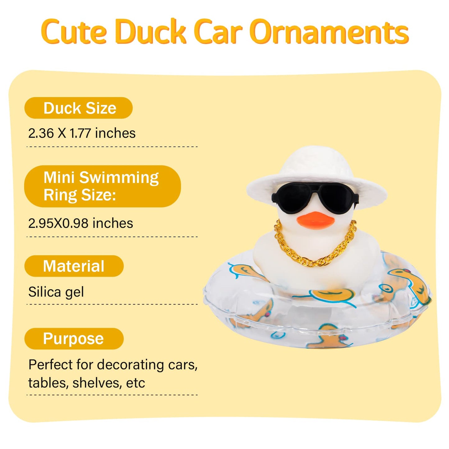 Wonuu Car Accessories Rubber Ducks Dashboard Decorations Rubber Duck Pink Accessories Dashboard Duck Car Decorations Car Ducks For Dashboard Car Duck Car Dashboard Decorations, Bg-White-Strawhatwhite