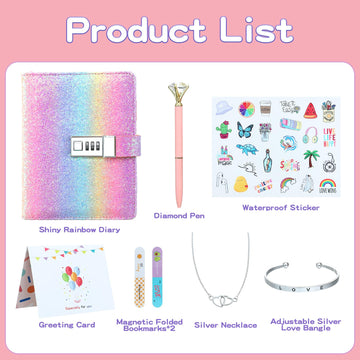 Jialili Diary With Lock For Girls, Password Locked Journals For Teen Girls, Secret Diary Gifts For 9 10 11 12 Year Old Girls, Ki