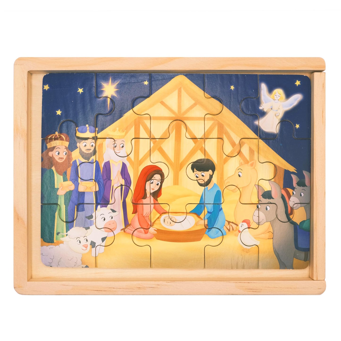 Peyo Pals Bible Themed 4-In-1 Wooden Jigsaw Puzzles In Box (15 Pcs Each) | Christian Bible Gifts For Kids | Easter Gifts For Kid