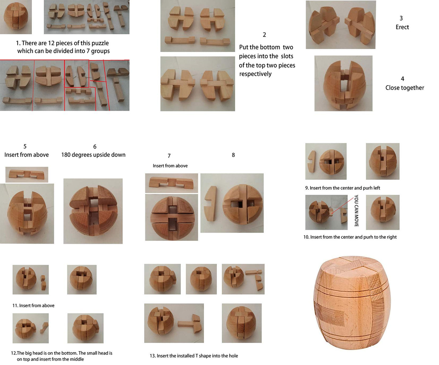 Ahyuan Handmade Powder Barrel Wooden Puzzles For Adults An Interlocking 3D Brain Teaser Puzzles For Adults Hidden Passage Works On A Classic Mechanical Puzzle Concept (Natural)