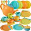 BUYGER Kids Kitchen Accessories and Tea Set for Kids, Toddler Play Kitchen Toy Dish Plates Utensils Dinnerware Set Pretend Role