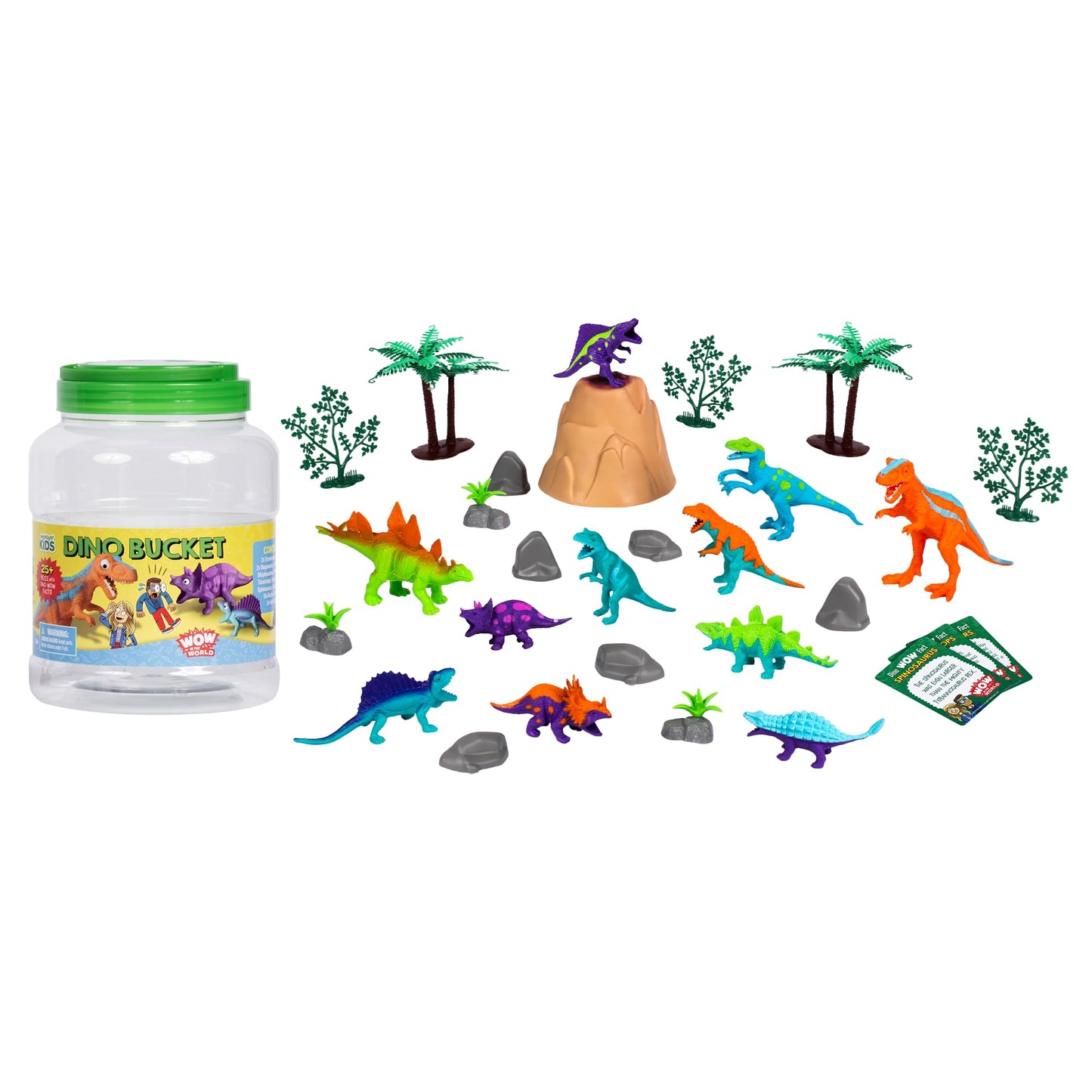 Wow In The World Bucket Of Dinosaurs | Kids Play Dinosaurs | Learning Through Play | Includes 25+ Pieces: 11 Dinos, Trees, Rocks