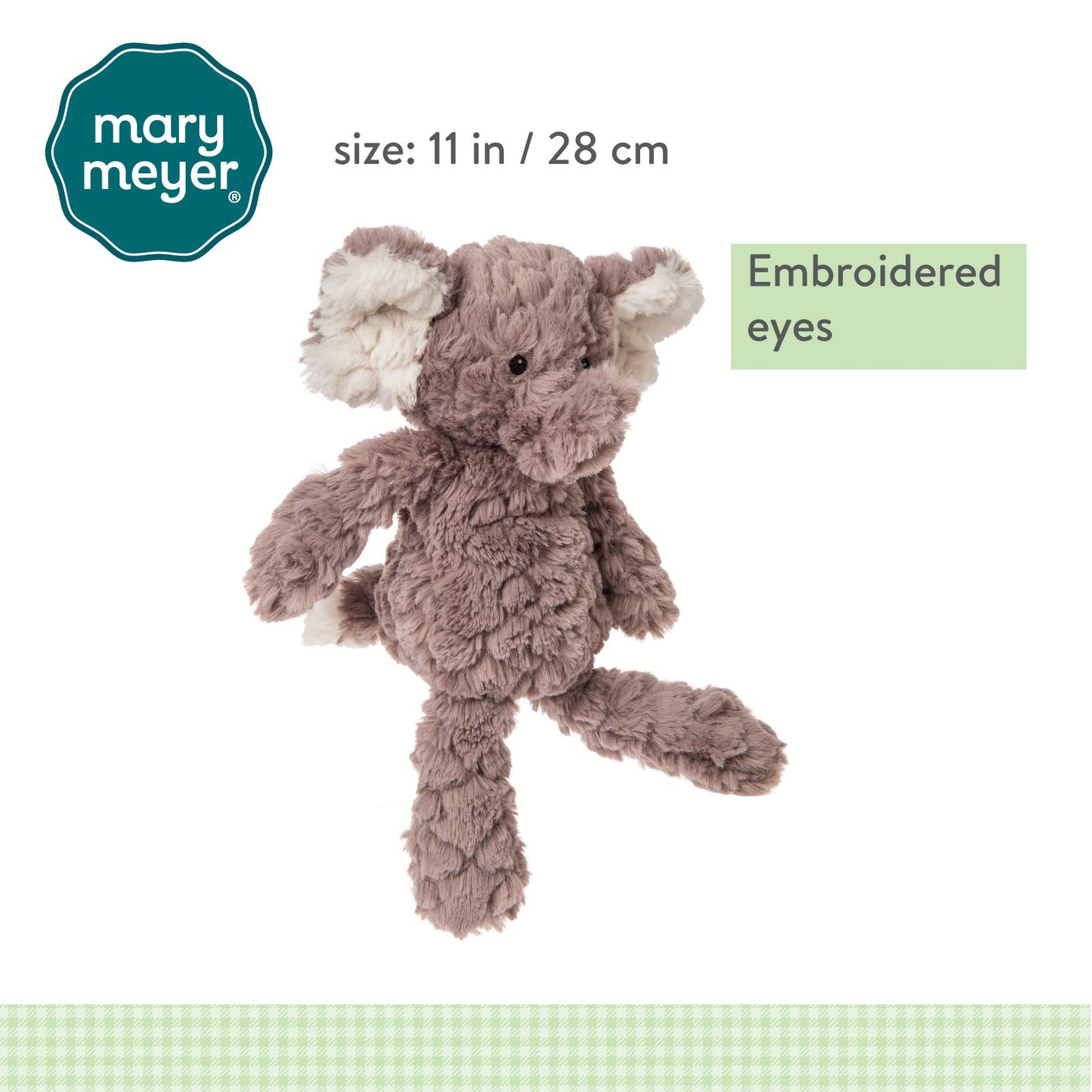 Mary Meyer Elephant Soft Toy, 11 Inch, Polyester, Model 42620, Nursery Plush Toy