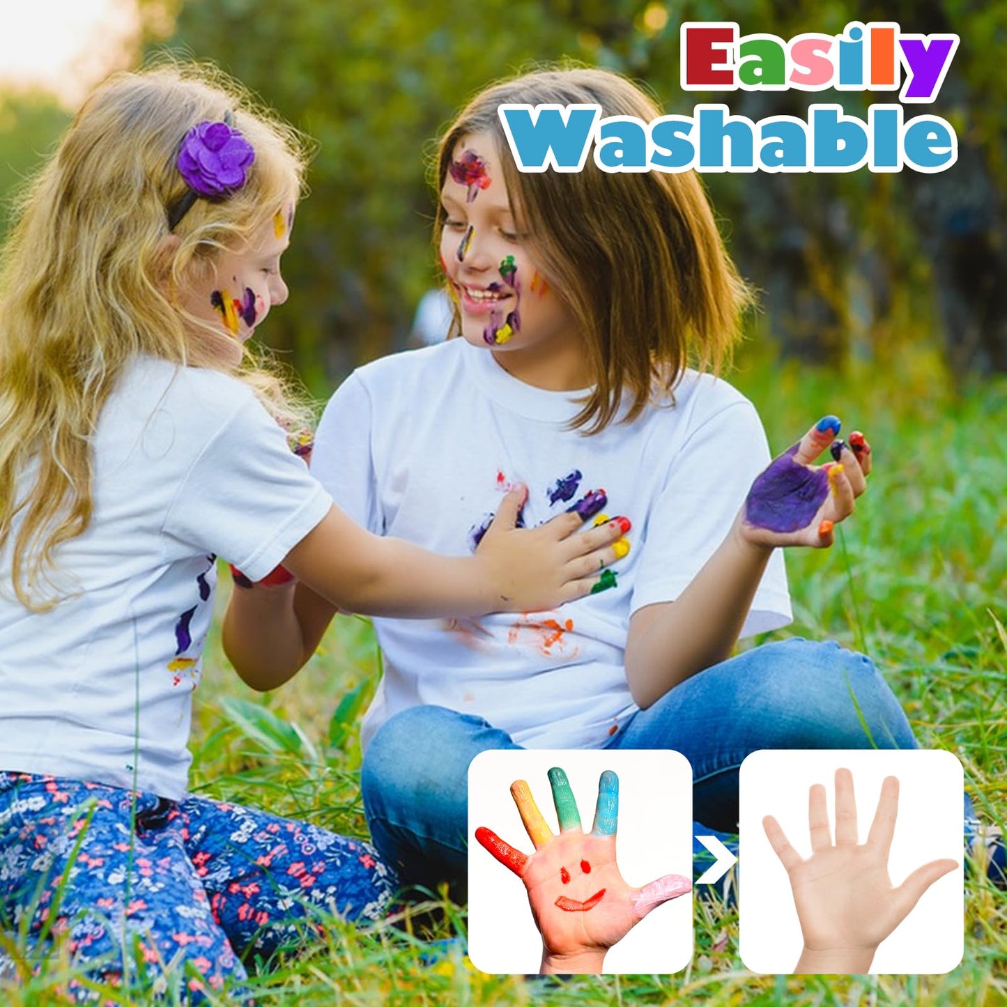 Aroic Non-Toxic Finger Paint Set For Kids & Toddlers-Vibrant Washable 8 Colors (60Ml),Creative Art Gift For Boys Girls,Hand Painting Art Supplies For Diy Crafts & Early Education