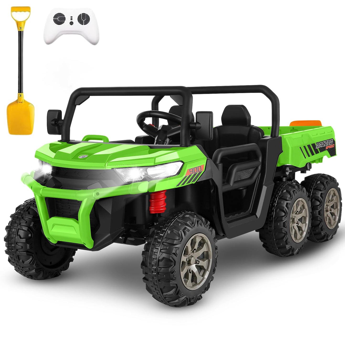 Hikole 24V Kids Electric Dump Truck Car, 2 Seater Ride On Car For Kids W/Remote, Battery Powered Electric Car W/Motorized Dump B