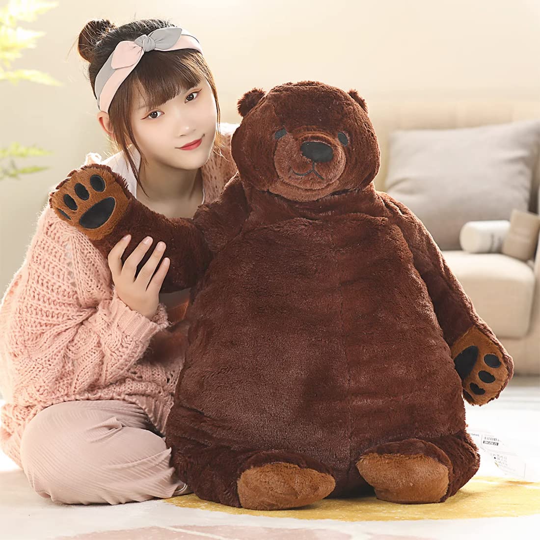Yeqivo Giant Djungelskog Bear Huge Brown Bear, Simulation Giant Stuffed Bear Soft Big Bear Plush Toy Gifts For Kids Girlfriend(Brown, 39.3Inch/100Cm)
