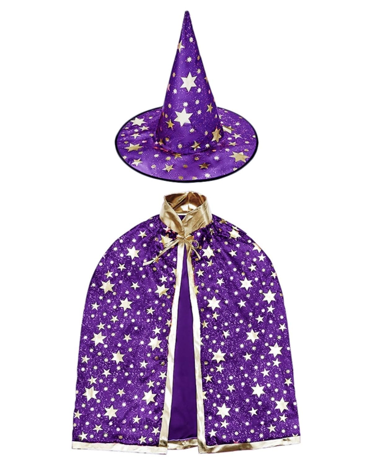 Newland Wizard Cape With Hat, Halloween Kids Costumes, Witch Cape For 3-12 Years Children, Halloween Props (Purple)