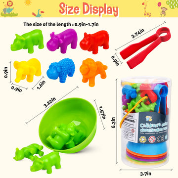 Naodongli Counting Animals Color Sorting Stacking Matching Games With Rainbow Bowls Montessori Preschool Educational Learning Ac