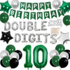 Cheereveal 10Th Birthday Decorations Green For Boys Girls Double Digits Birthday Party Supplies Happy Birthday Banner Cake Topper For 10 Year Old Birthday Decor
