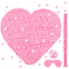 Deekin Pink Heart Shaped Piata Valentines Day Small Piata with Stick Blindfold for Girls Boys Love Birthday Baby Shower Wedding