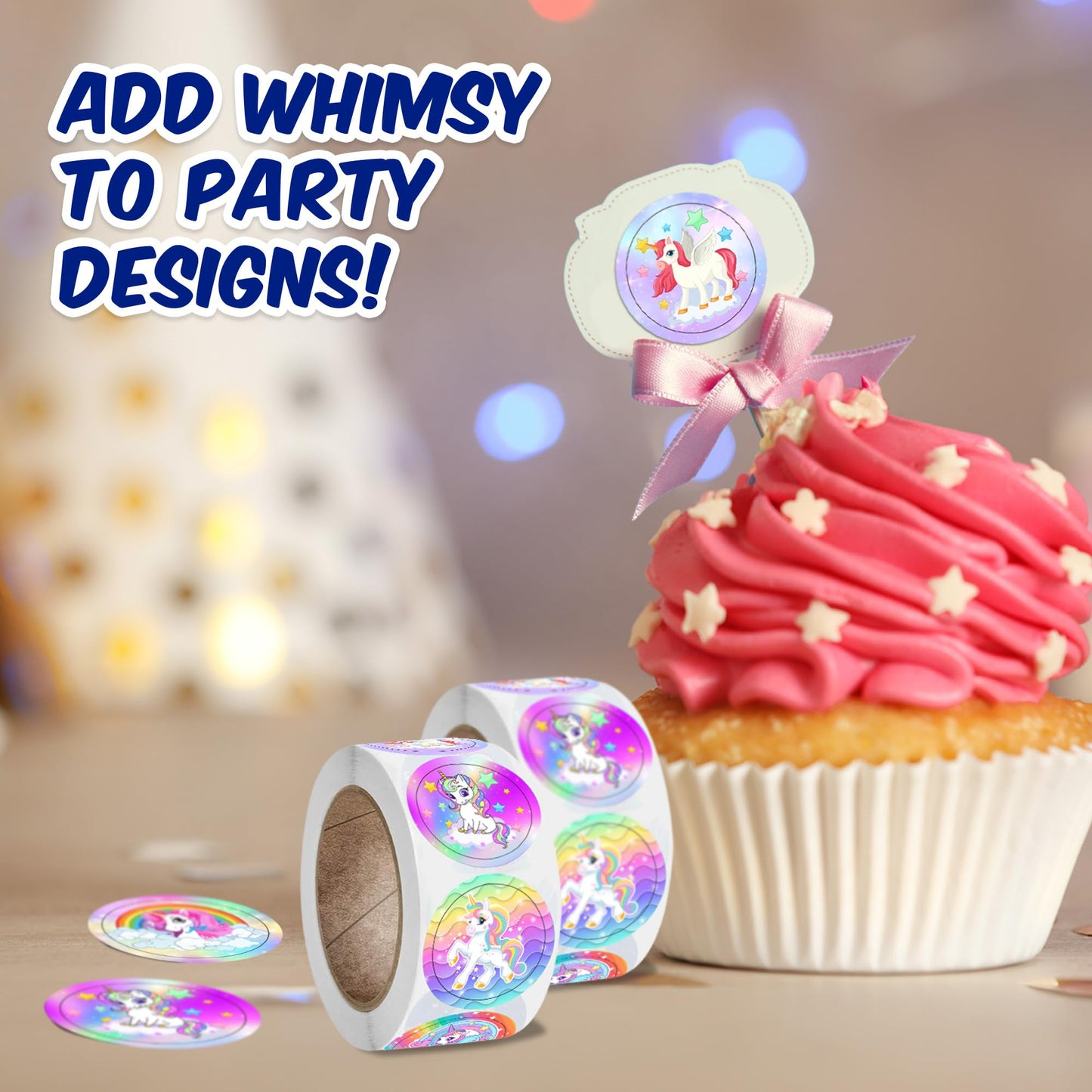 Playbees Unicorn Emoticon Sticker Rolls Reward Stickers Unicorn Party Supplies Mailing Seal Sticker 1.5 Inch Decal Stickers 200