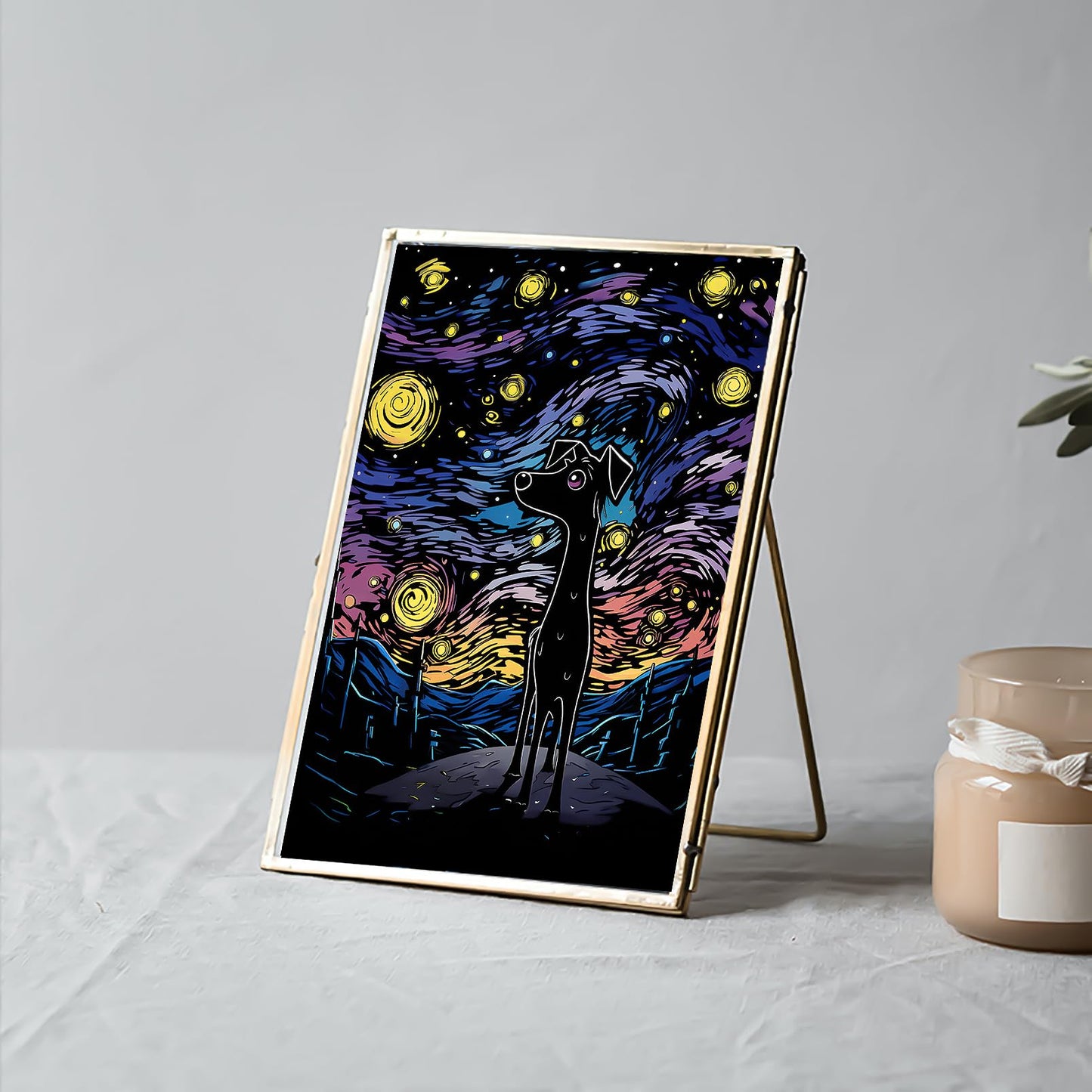 AP ARTSPER 2 Pack Night Glow Scratch Art Rainbow Painting Paper, Magic Glow-in-The-Dark Scraping, Van Gogh Style Creative Craft