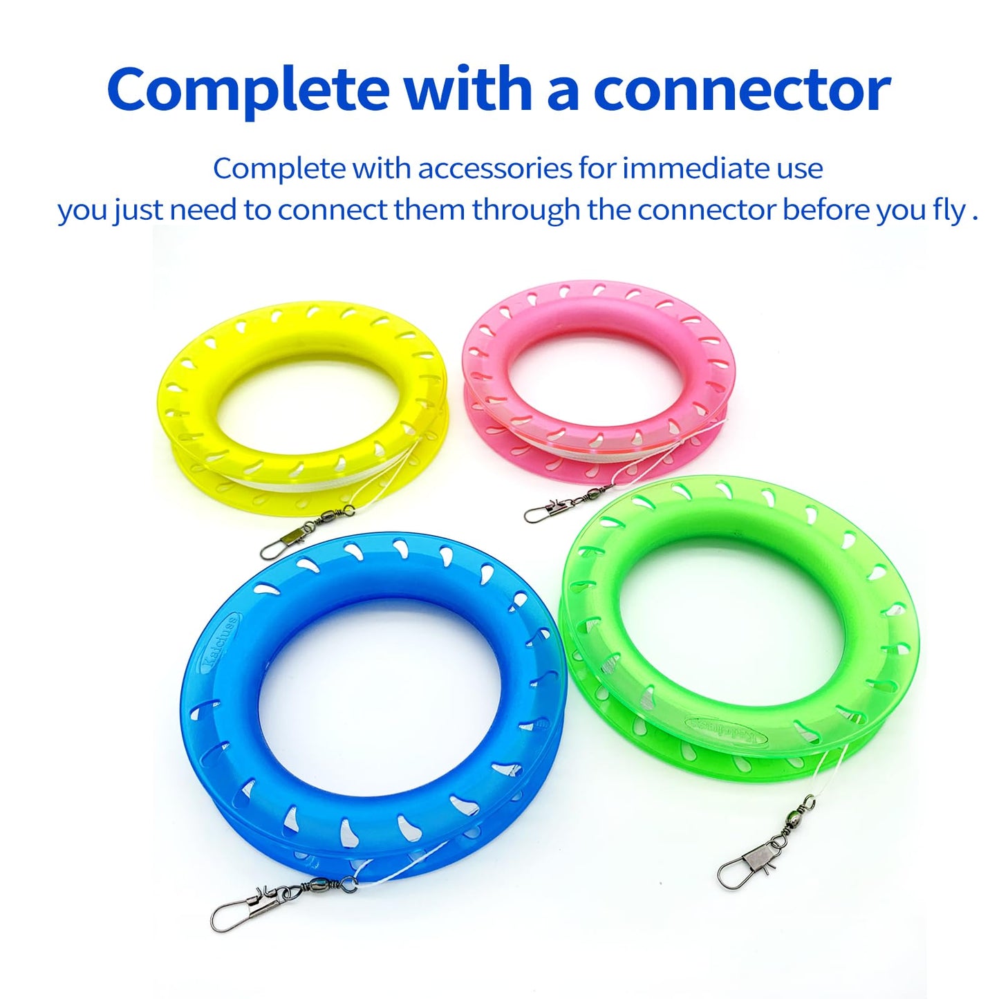 Kaiciuss 4 Pack Kite String Hoop For Kids, Kite Spool Set For Boys & Girls, Kite Handle Kit With 300 Feet Line For Each Kite Reel Winder